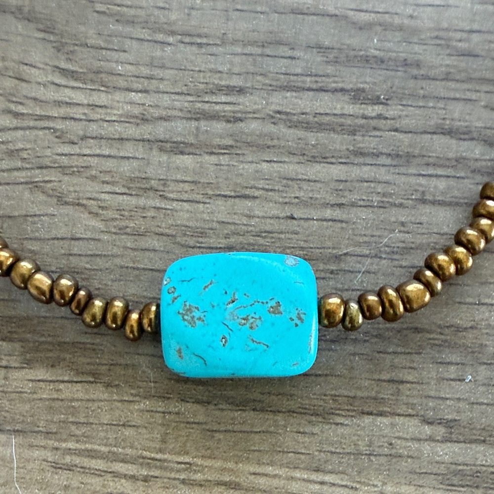 Turquoise and Bronze Beaded Bracelet - Picture 2 of 6